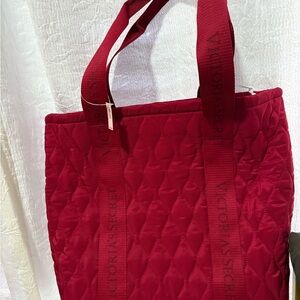 Victoria's Secret Bold Red Quilted Tote